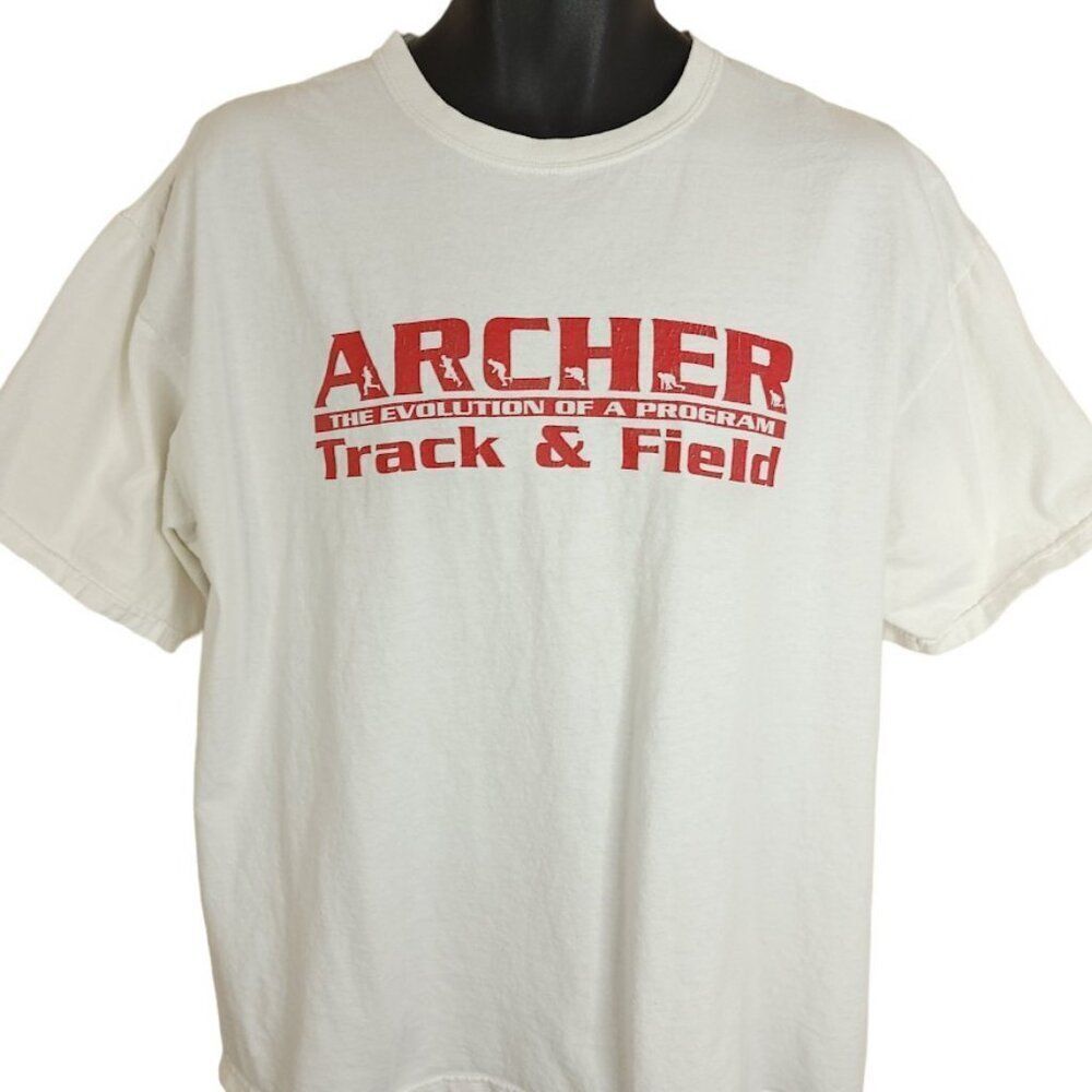 Vintage Archer Track & Field T Shirt Mens Size XL White Y2K High School Georgia